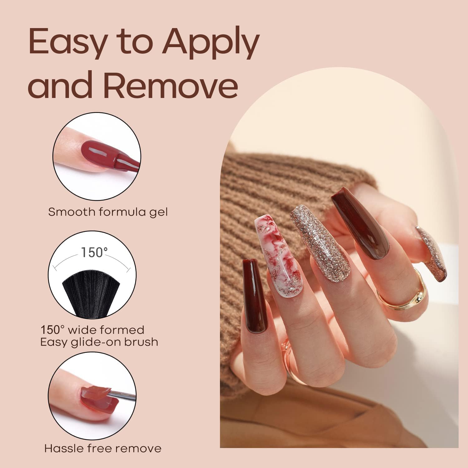 modelones Gel Nail Polish Kit – 6 Nude Pink Neutral Shades, Thoughtful Birthday Gift for Her and At-Home Manicure Set