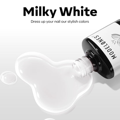 modelones Milky White Gel Nail Polish – Self-Care Manicure Ritual, Toxin-Free Low Odor At-Home Gel Polish for Evening Wind-Down