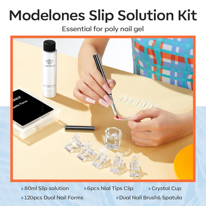 Modelones Poly Gel Slip Solution & Brush Kit – Thoughtful Birthday Gift for Women Who Love DIY Nail Art