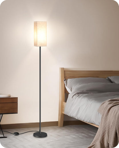 Modern Standing Task Lamp with Linen Shade for Soft Glare-Free Light in Study and Home Office