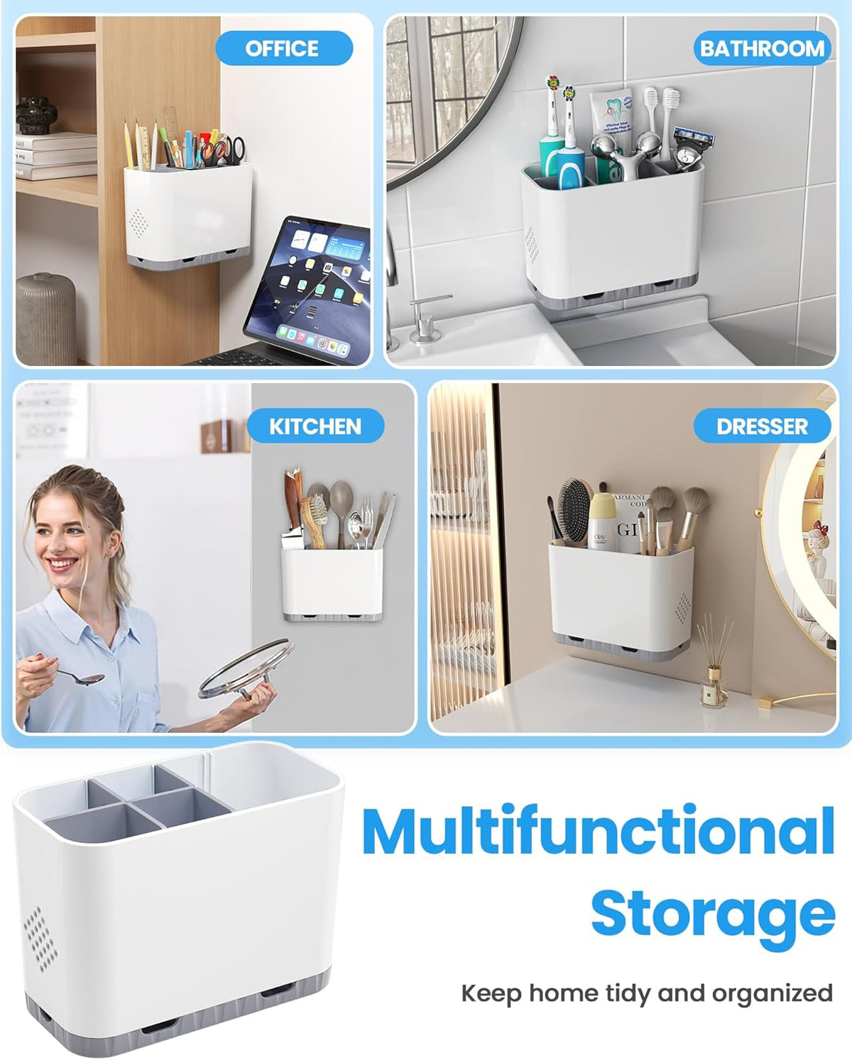 Modernis 5-Slot Toothbrush Station – Style-Forward Wall Mounted Bathroom Accessory for Modern Vanities