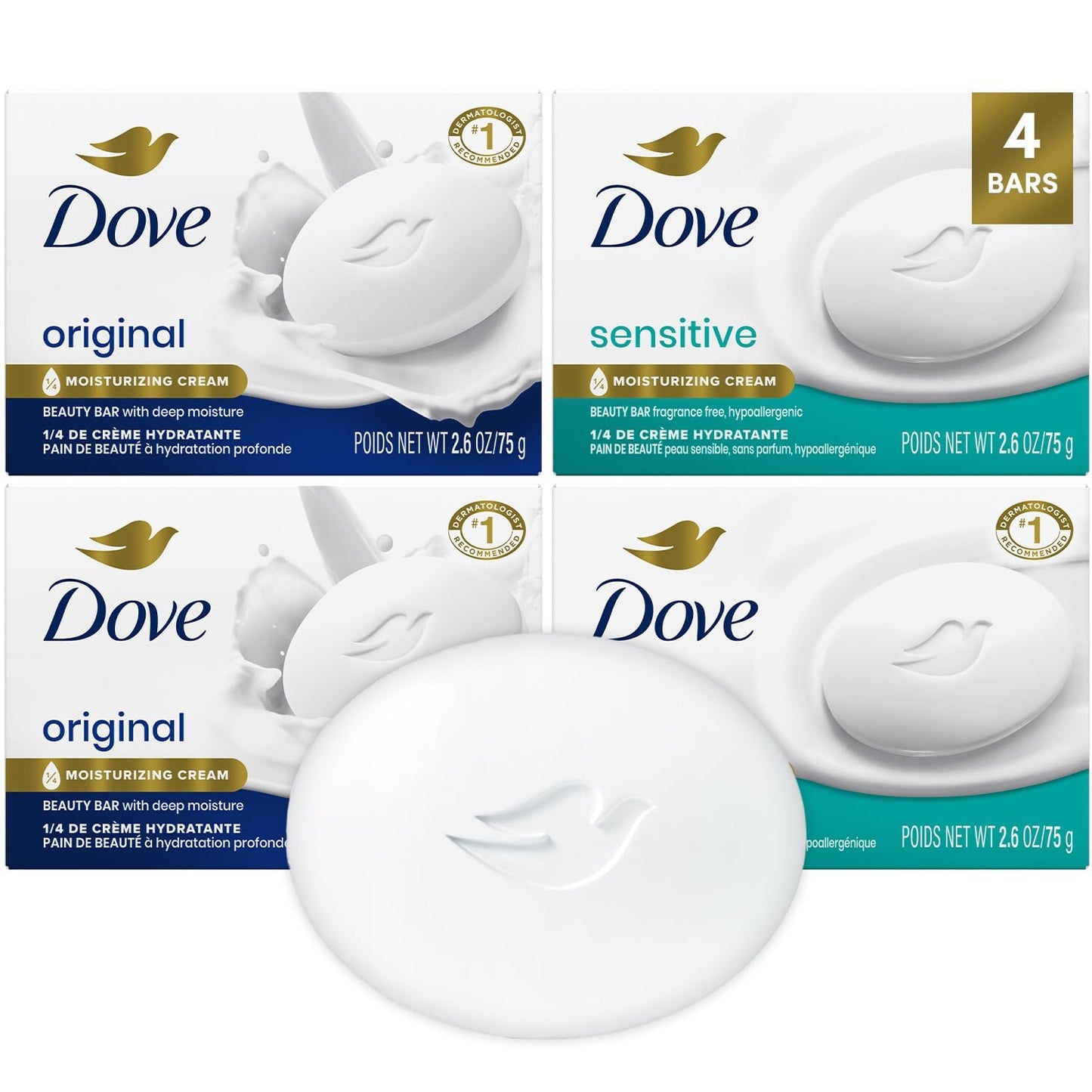 ¼ moisturizing cream formula in every bar