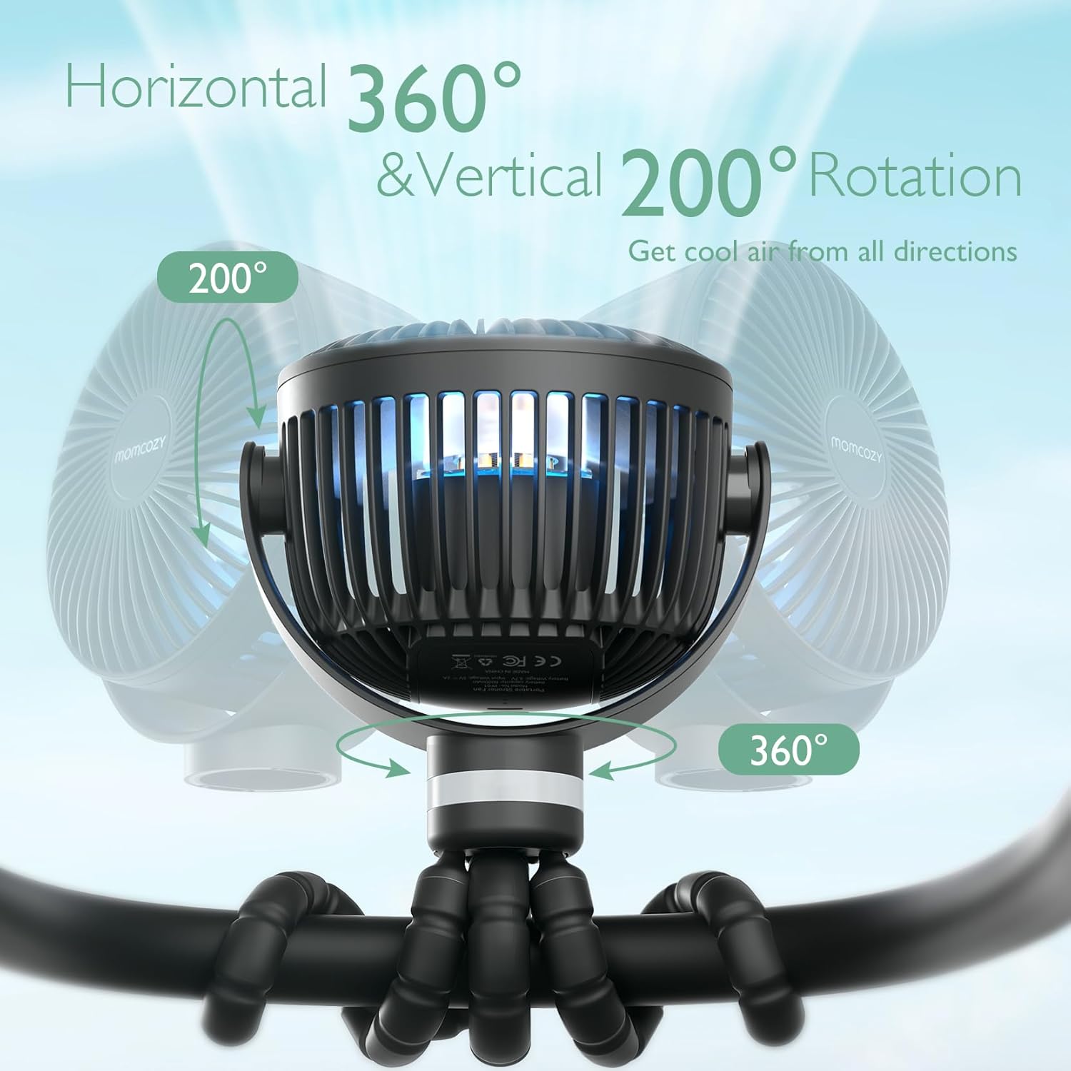Momcozy 8000mAh Portable Fan – All-Day Outdoor Cooling for Camping, Beach & Theme Park Trips