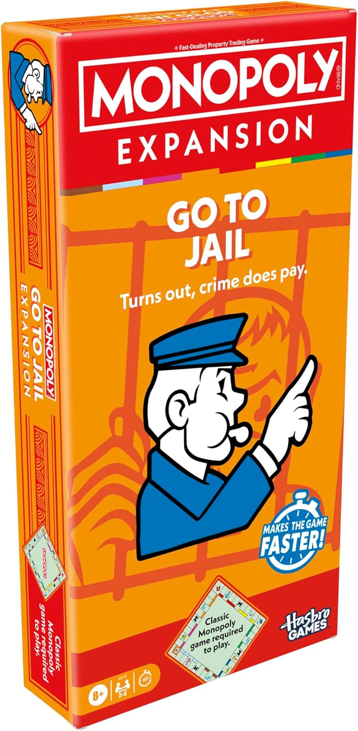 Monopoly Go to Jail Expansion – Affordable Stocking Stuffer and Easter Basket Board Game Gift for Kids and Adults