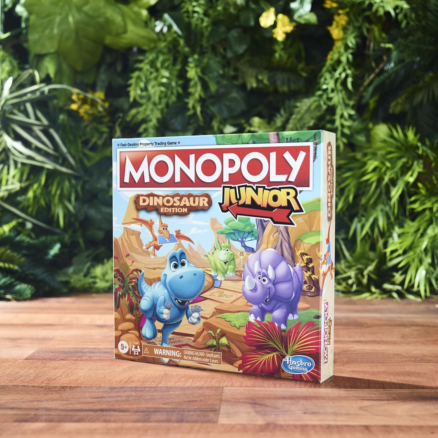 Monopoly Junior Dinosaur Edition, Kid-Safe Family Board Game with No Batteries and No Small Sharp Parts