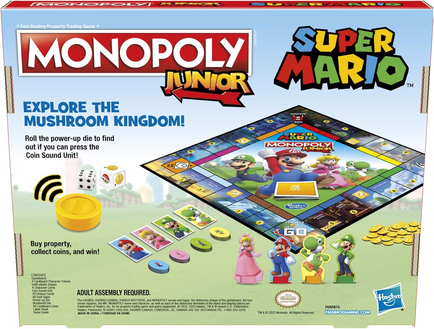 Monopoly Junior Super Mario Edition Board Game – Safe Screen-Free Play for Kids Ages 5+, Perfect for Playroom and Kids' Bedroom