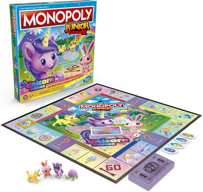 Monopoly Junior Unicorn Edition Board Game – Magical Birthday and Holiday Gift for Girls Ages 5 and Up
