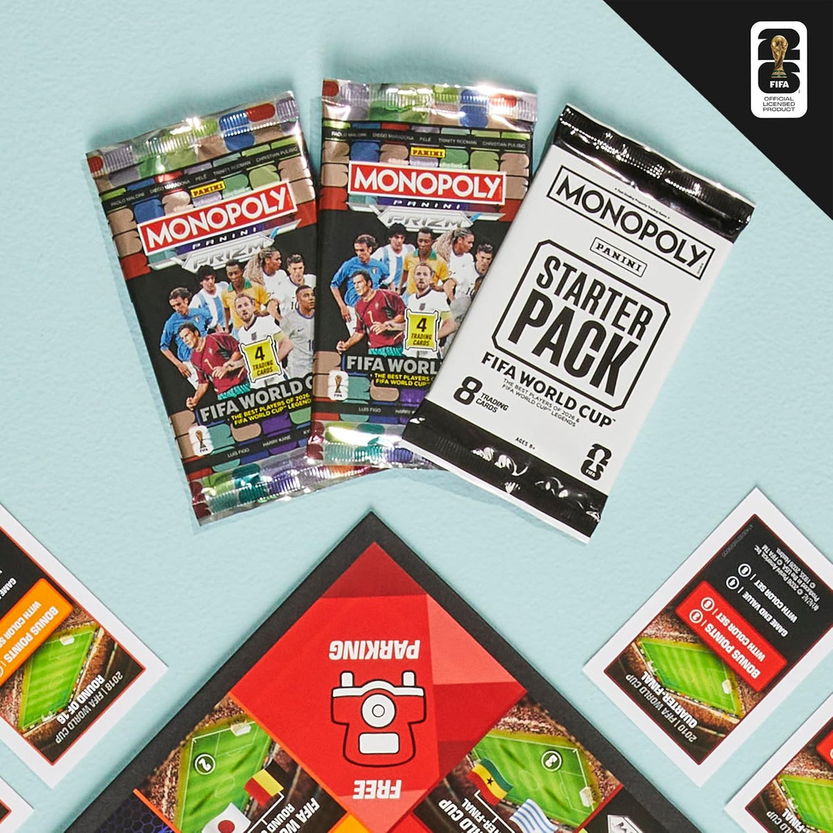 Monopoly Panini Prizm: FIFA World Cup Board Game – Portable Backyard Patio Game for Tournament Watch Parties and Cookouts