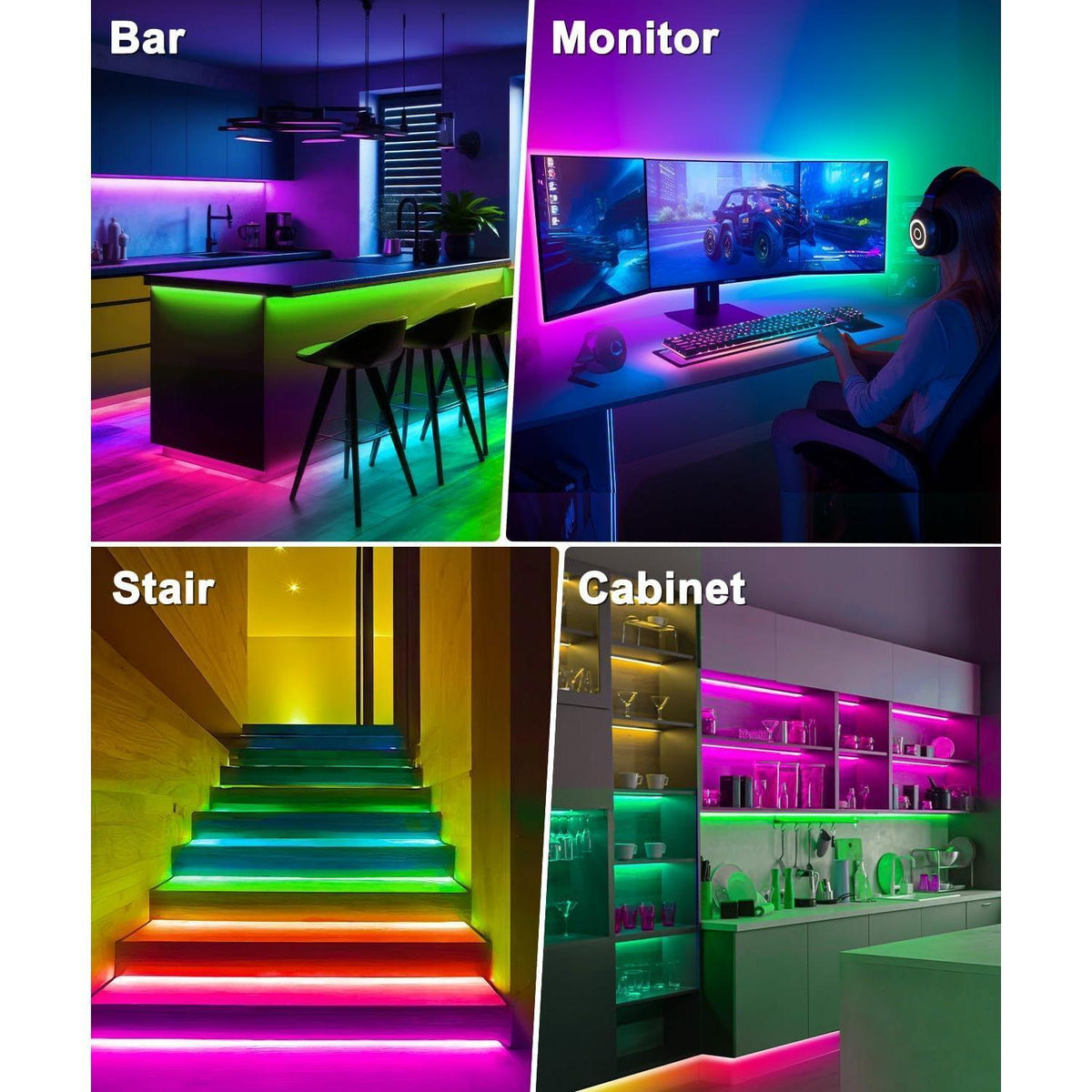 MORIACC TV Backlight – Low Distraction Home Office Accent Behind 32-65 Inch Monitor, USB Powered RGB Strip