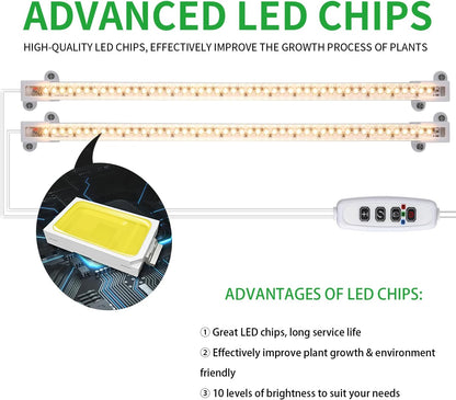 MossyCove LED Grow Light Strips – Background Plant Light for Home Office Focus, Set-and-Forget Timer