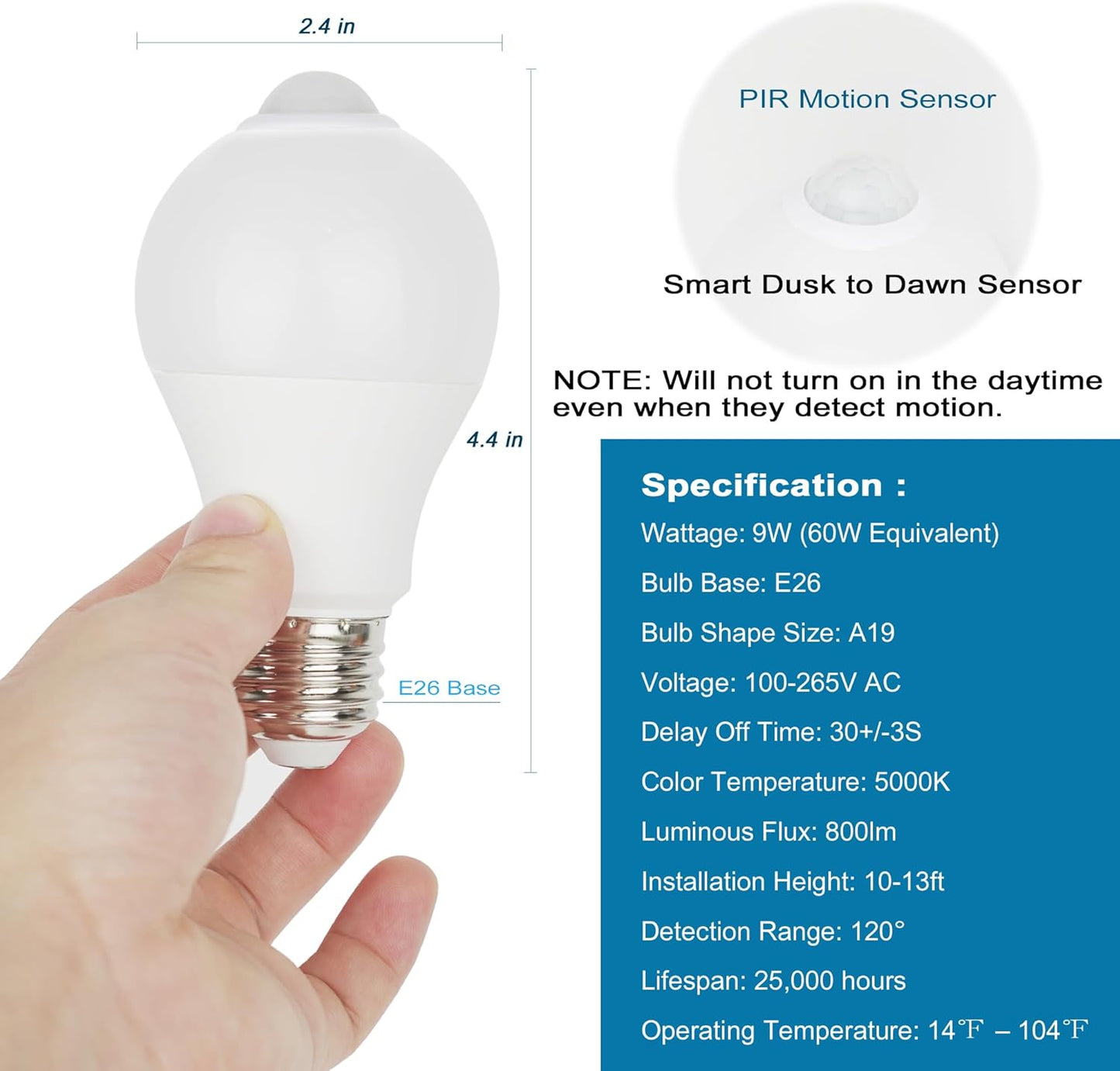 Motion Sensor Light Bulbs – Family Safe Auto Lighting for Nursery, Kids Room, Playroom, Hallway