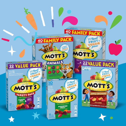 Mott's Real Fruit Juice Concentrate Halloween Snacks – Better For You Gummy Alternative for Comfort Snacking, 32 oz Family Pack