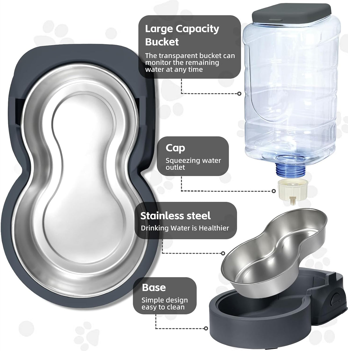 movable stainless steel feeding bowl for freshness and easy cleaning