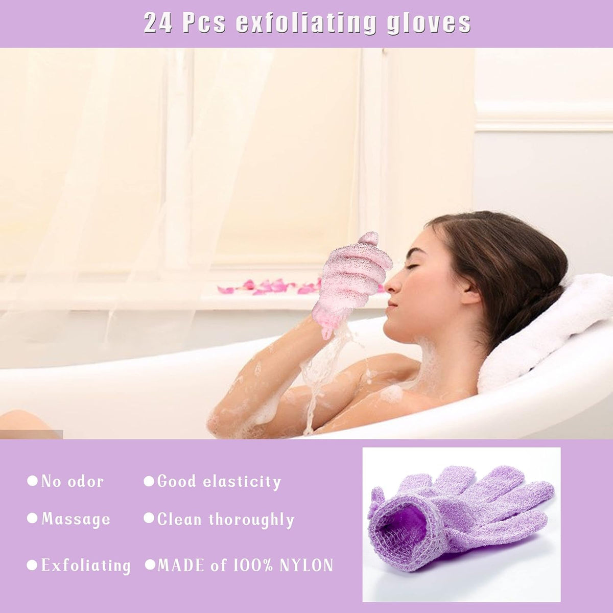 MOZEPO Exfoliating Shower Gloves – Portable Travel Toiletry for Hotel and Gym Showers