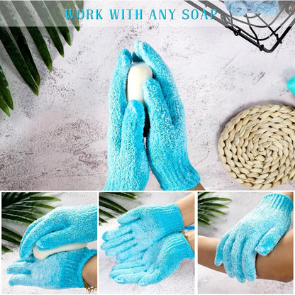 MOZEPO Exfoliating Shower Gloves – Portable Travel Toiletry for Hotel and Gym Showers