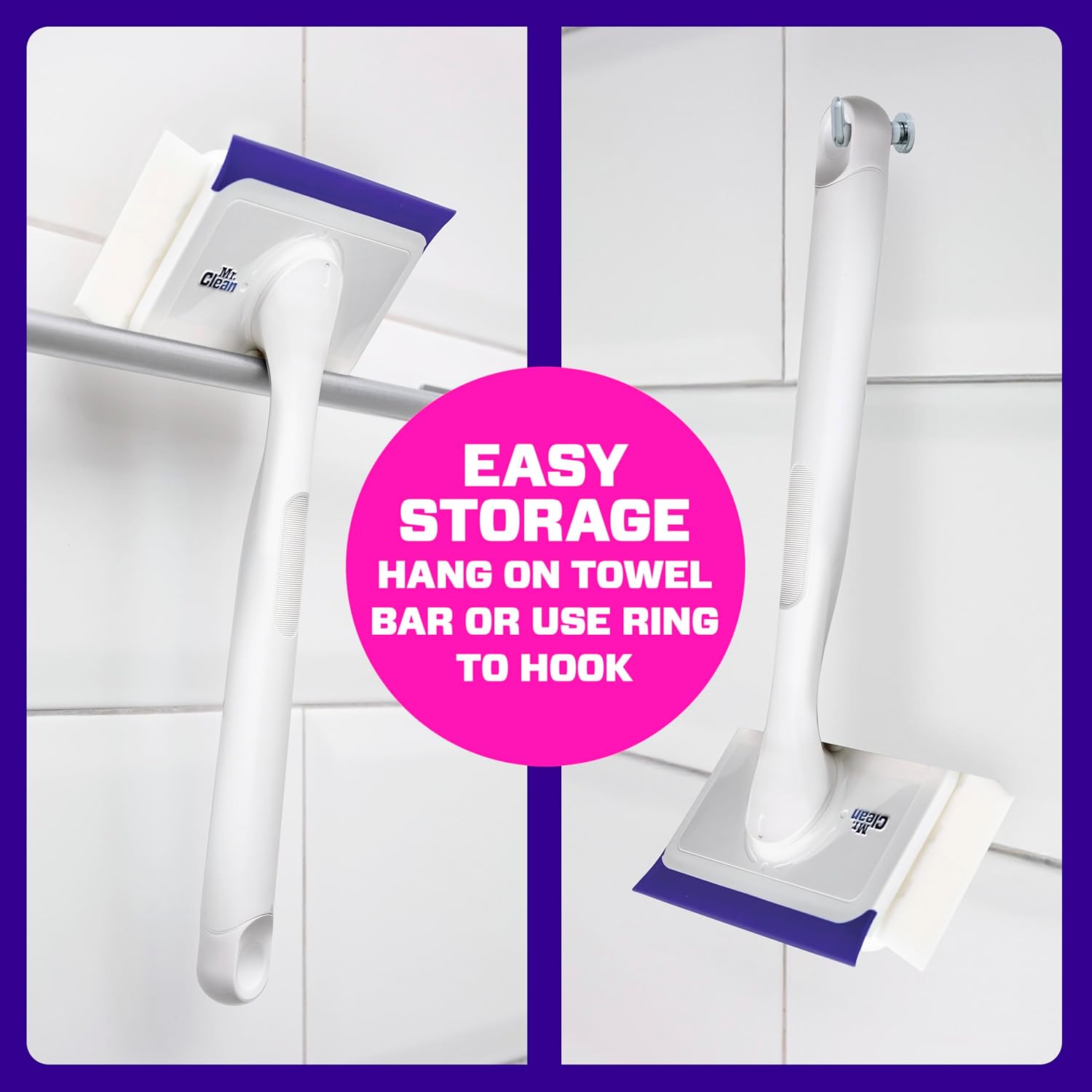 Mr. Clean Magic Eraser Shower & Tub Scrubber to Cut Cleaning Time in Half, All-in-One Foaming Bathroom Scrubber for Dual-Income Households