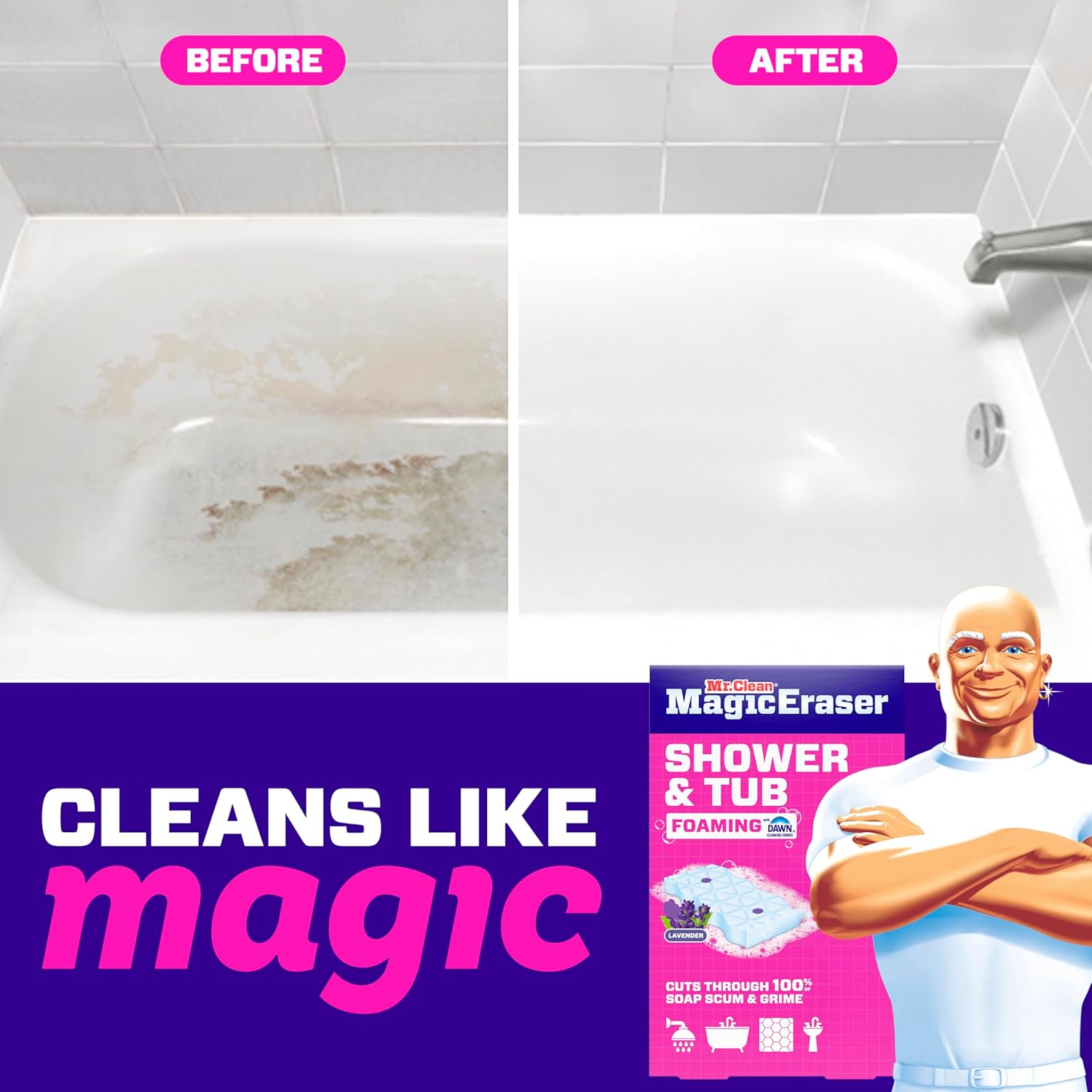 Mr. Clean Magic Eraser Sponge – Thoughtful Housewarming Gift for New Homeowners, 8ct Lavender