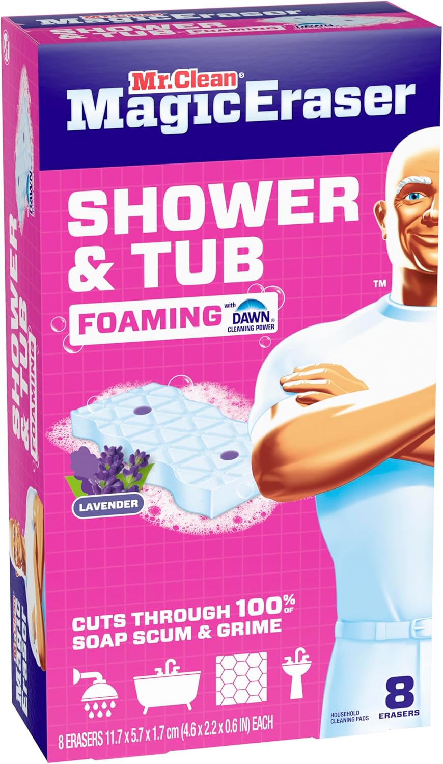 Mr. Clean Magic Eraser Sponge – Thoughtful Housewarming Gift for New Homeowners, 8ct Lavender