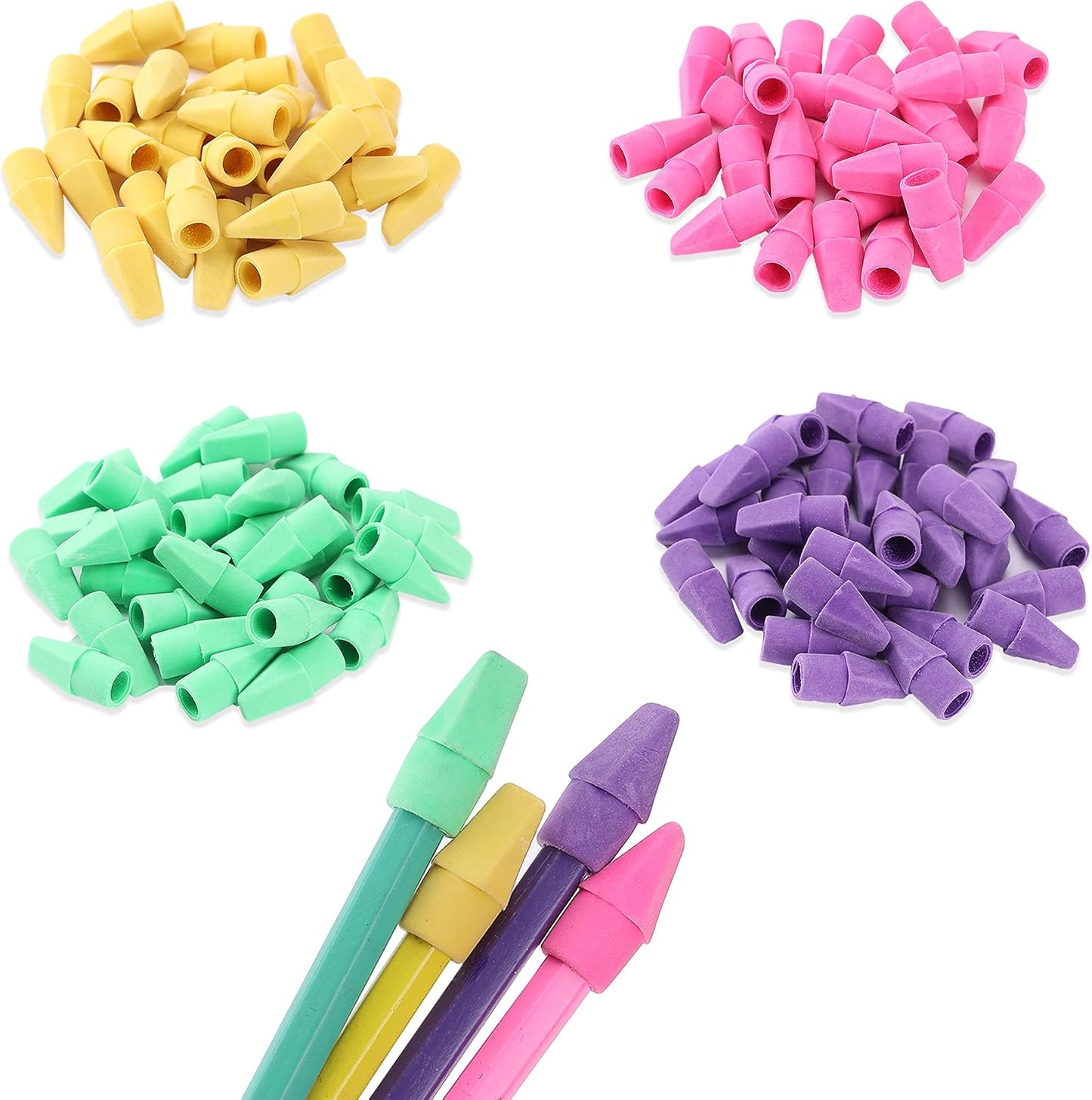 Mr. Pen- Bulk Pencil Top Erasers, 120 Piece Latex-Free Set for Color-Coded Note Systems, Office Work, and Library Study