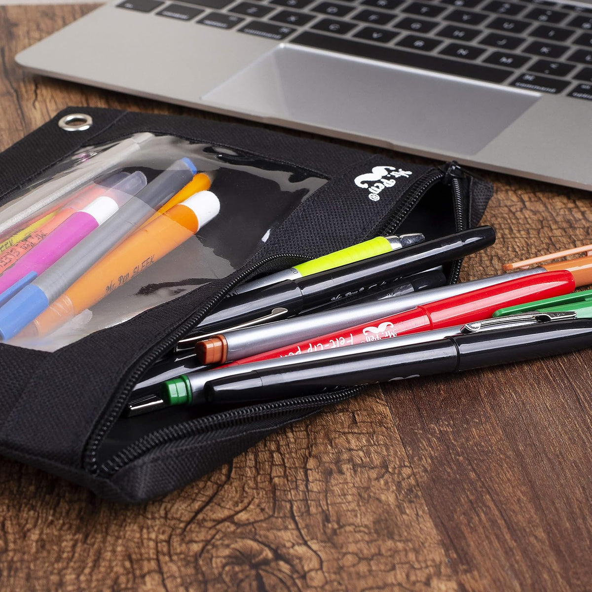 Mr. Pen- Pencil Pouch for 3 Ring Binder, 2 Pack, Backpack Friendly School Supply Pouch, Tear Resistant Canvas Pencil Case for Students
