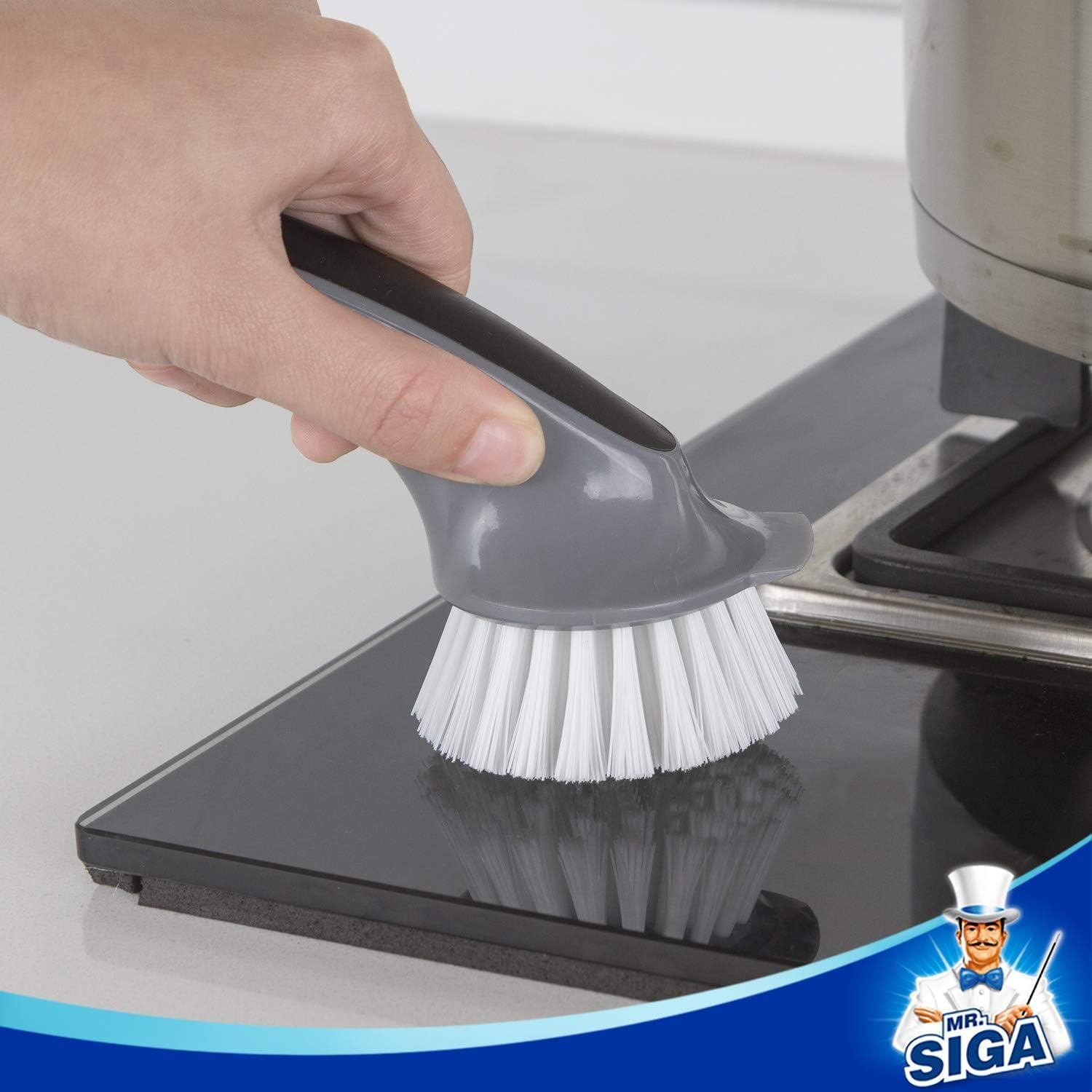 MR.SIGA Dish Brush Set with Scraper Edge, Thoughtful Kitchen Gift for Newlyweds, Daily Cookware Cleaning