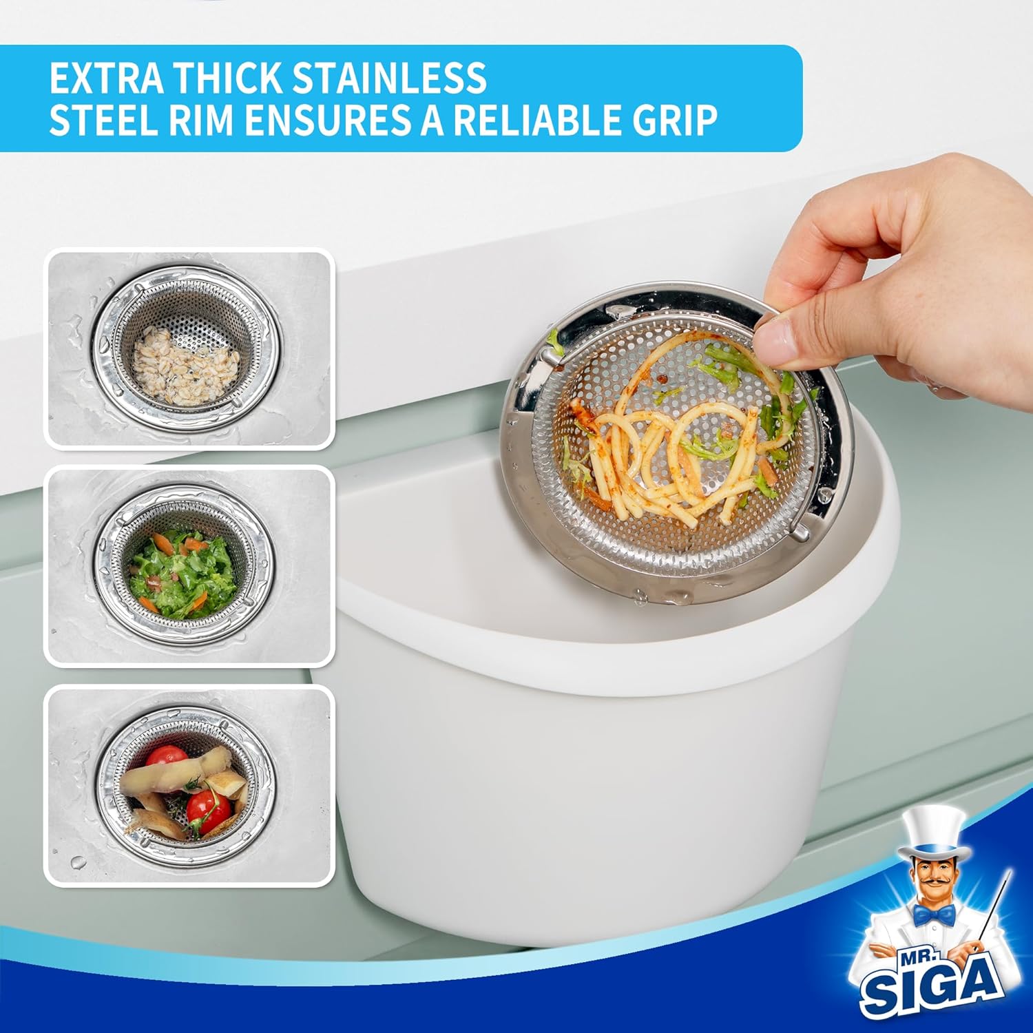 MR.SIGA Kitchen Drain Strainer – Practical Wedding Registry Gift for Newlywed Couples