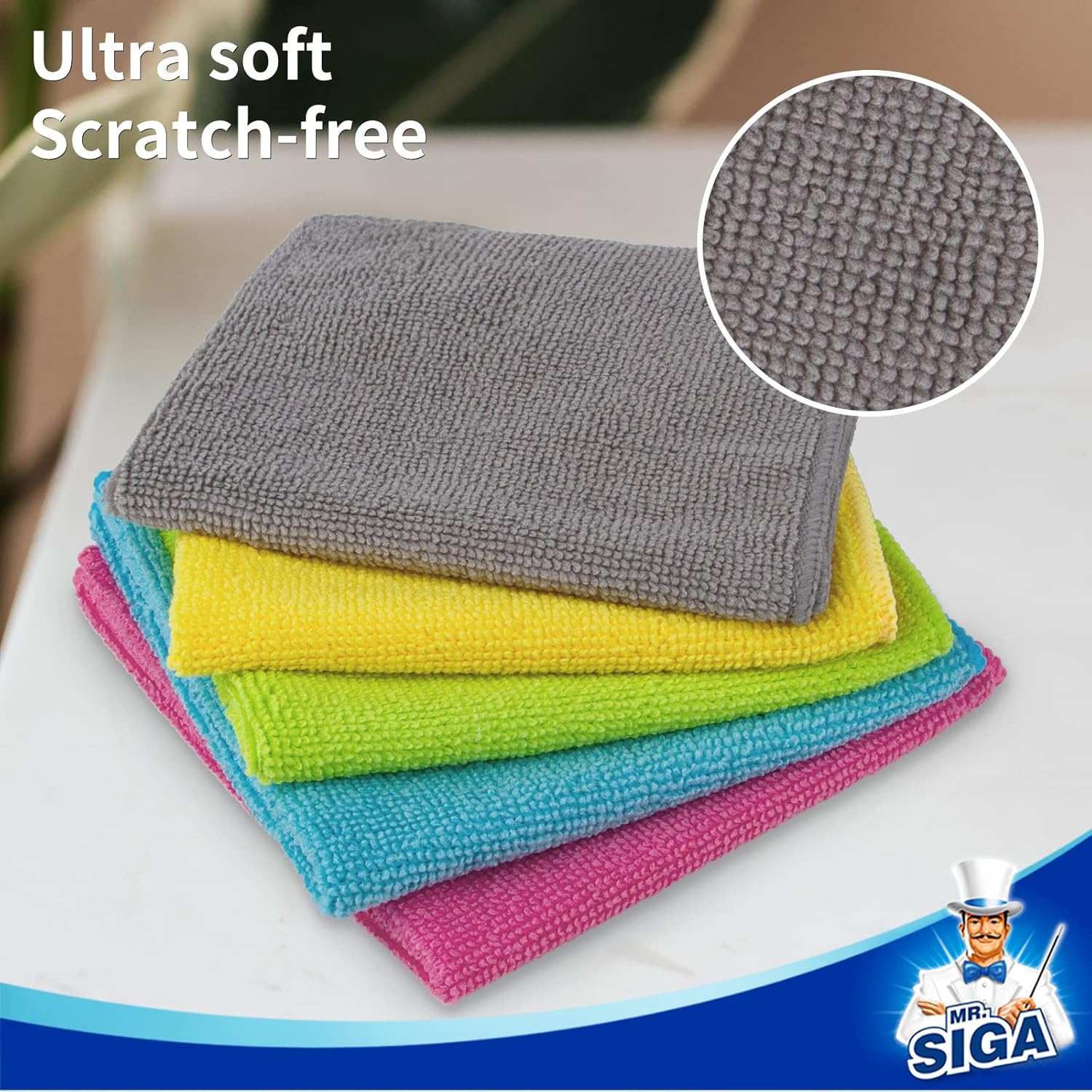 MR.SIGA Microfiber Cleaning Cloths – Minimalist Home Organization Towels in Five Subtle Colors