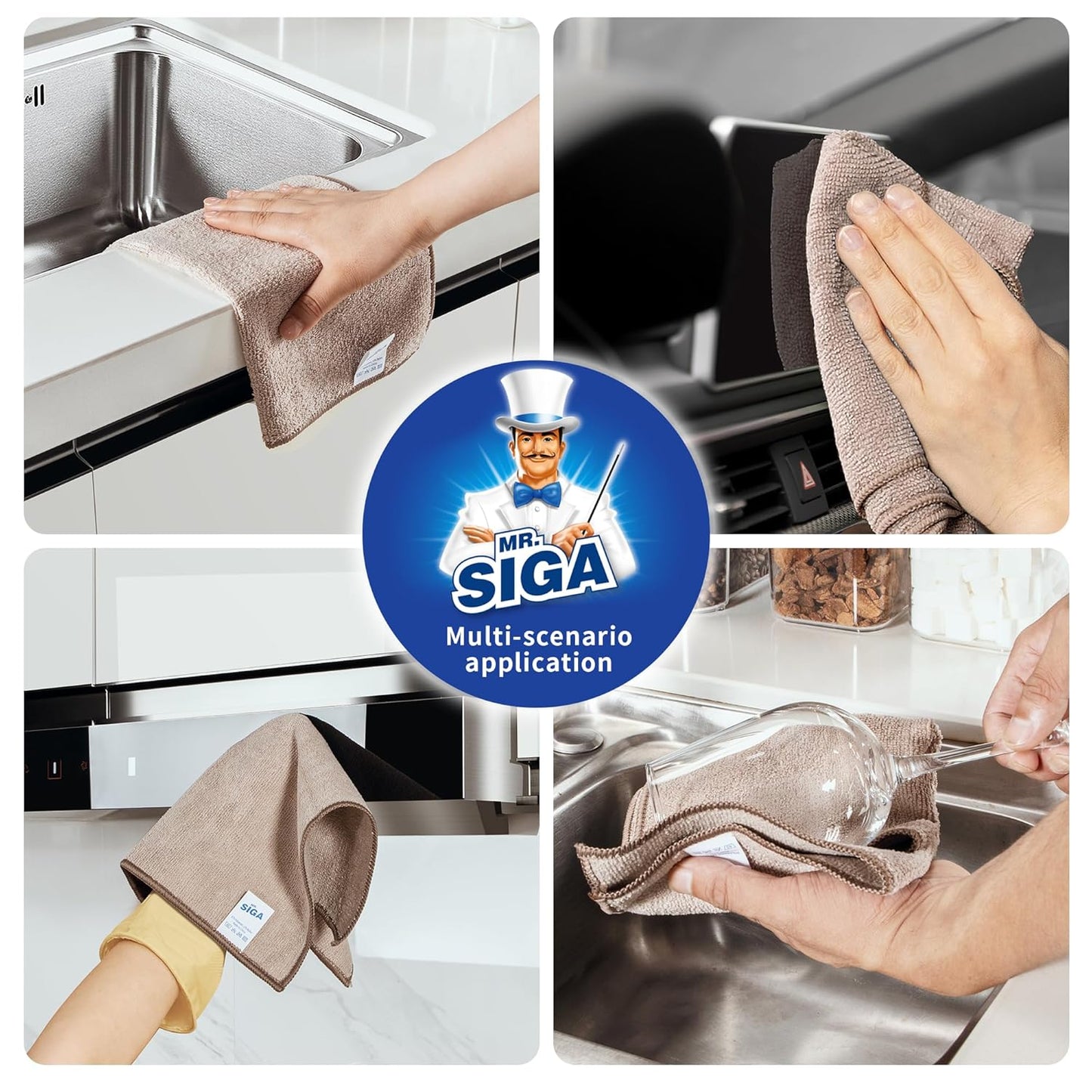 MR.SIGA Microfiber Cleaning Cloths – Quick-Clean Rags for Home Office Desks, Streak-Free Screen Wiping