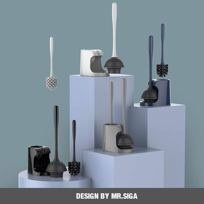 MR.SIGA Toilet Plunger and Bowl Brush – Compact All-in-One Holder for the Uncluttered Home