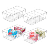Vtopmart Clear Acrylic Style Packet Organizer Bins for Cozy Pantry Decor, 4 Compartment Food Storage Organizer
