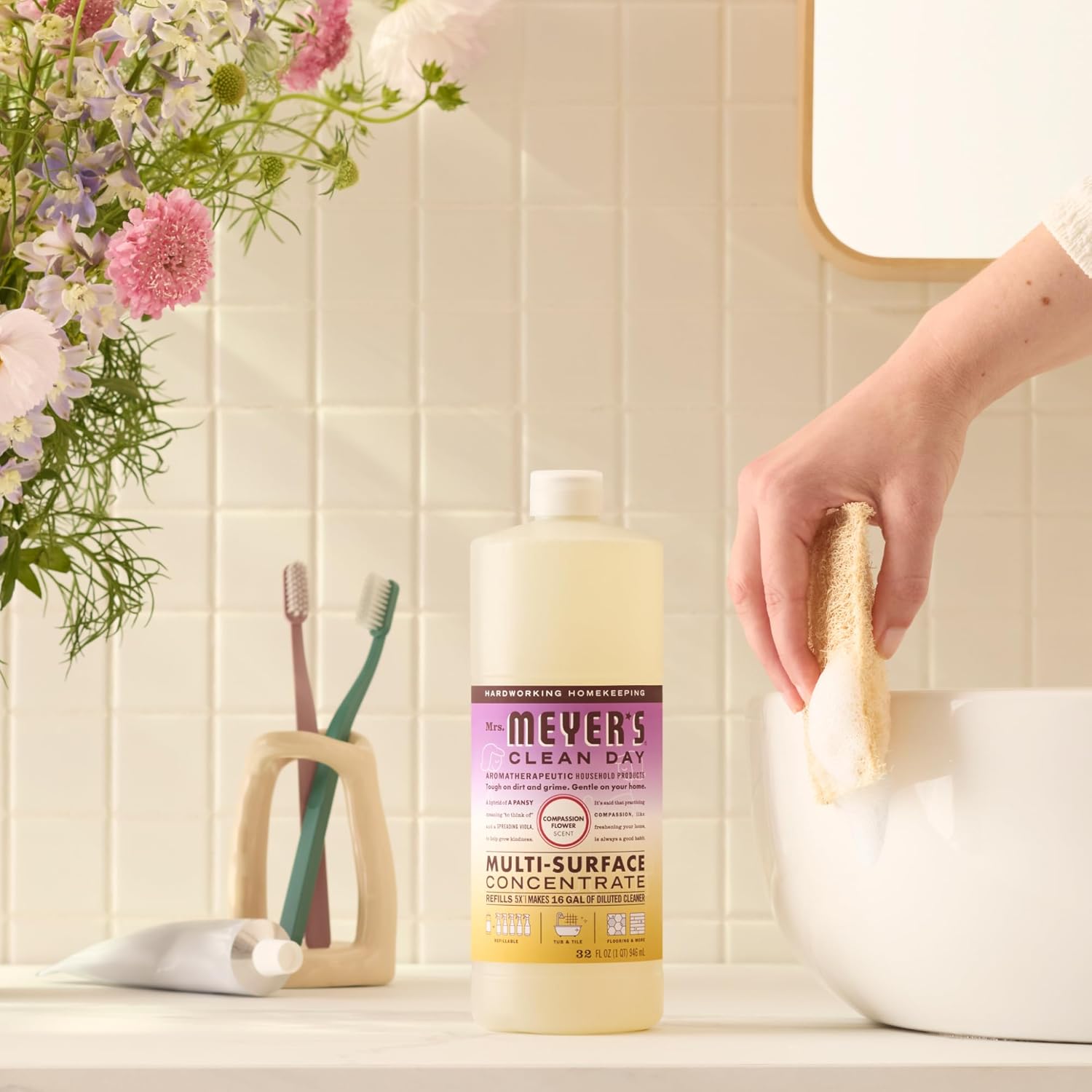 Mrs. MEYER'S Clean Day Multi-Surface Everyday Concentrate – Aromatherapy Cleaning for Bath Time Wind-Down, 32 Fl Oz