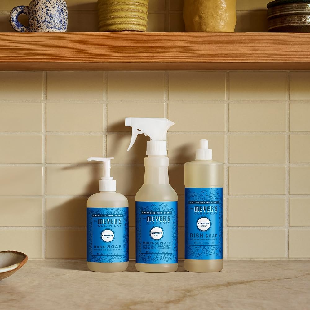 Mrs. MEYER'S Liquid Dish Soap Blueberry Scent – Birthday Gift for Mom Who Loves Clean Home
