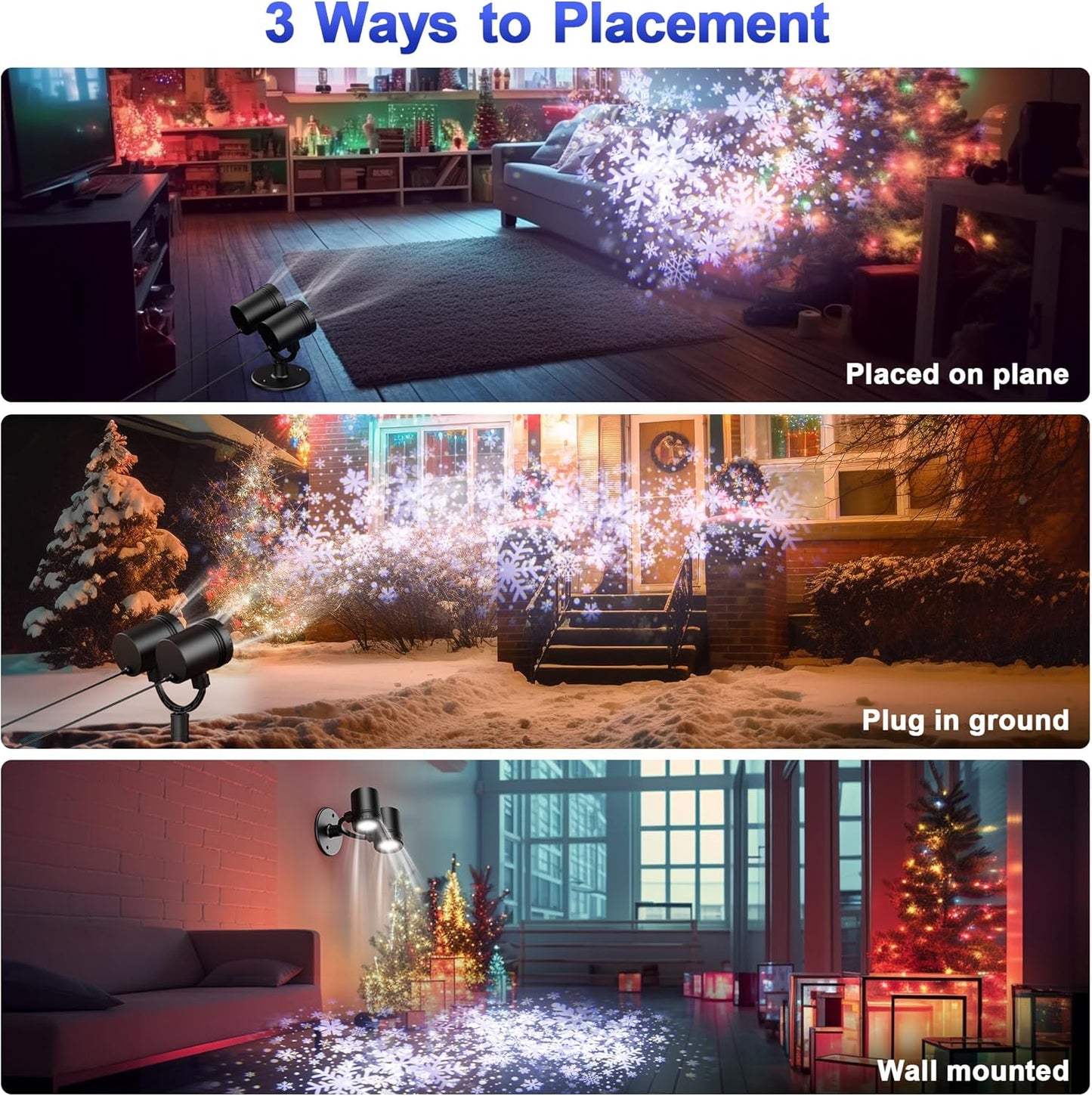 MuliVid Snowflake Projector Light – Kid-Safe Nursery and Playroom Decor, No Flame or Heat for Family-Friendly Holiday Magic