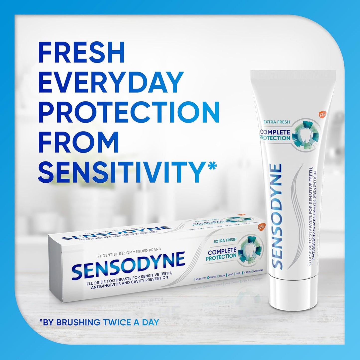 multi-benefit formula addressing sensitivity, gingivitis, cavities, enamel strength, whitening, and fresh breath simultaneously