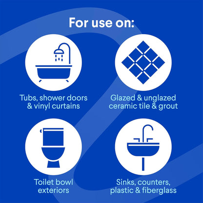 multi-surface compatibility including tile, tubs, counters, sinks, and outdoor vinyl