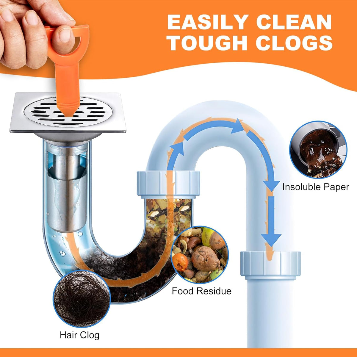 multi-tooth barbed tip that grips hair and debris for extraction