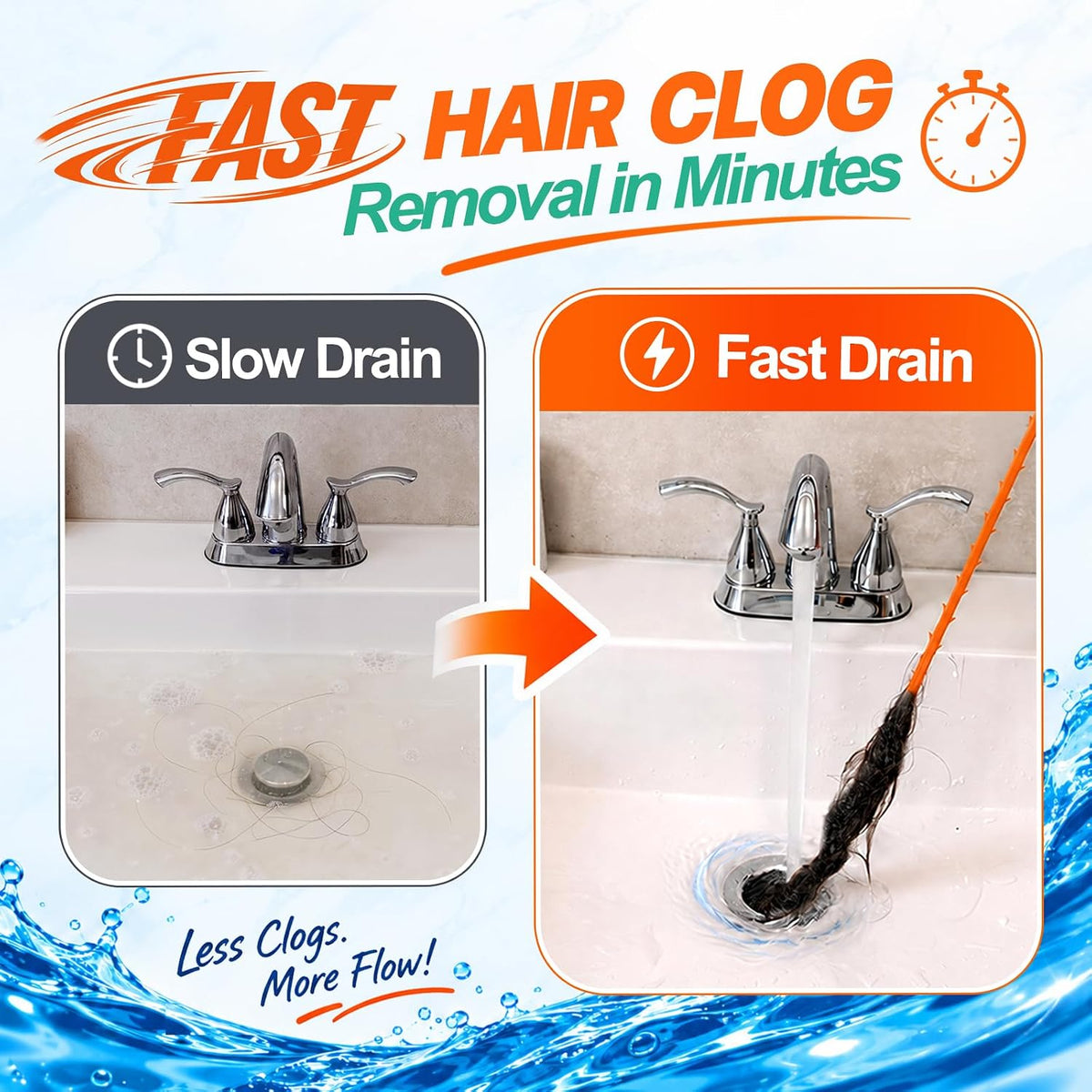 multi-tooth design that easily hooks hair and debris