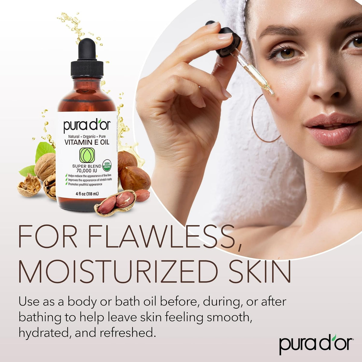 multi-use format for face, body, hair, cuticles, massage, and bath