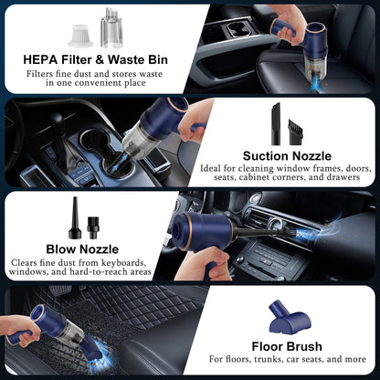 multiple detachable brush heads and nozzles for varied surfaces