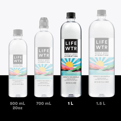 multiple pack configurations: 16.9oz (12-pack), 20oz (20-pack), 23.67oz (12-pack), 33.8oz (6-pack)
