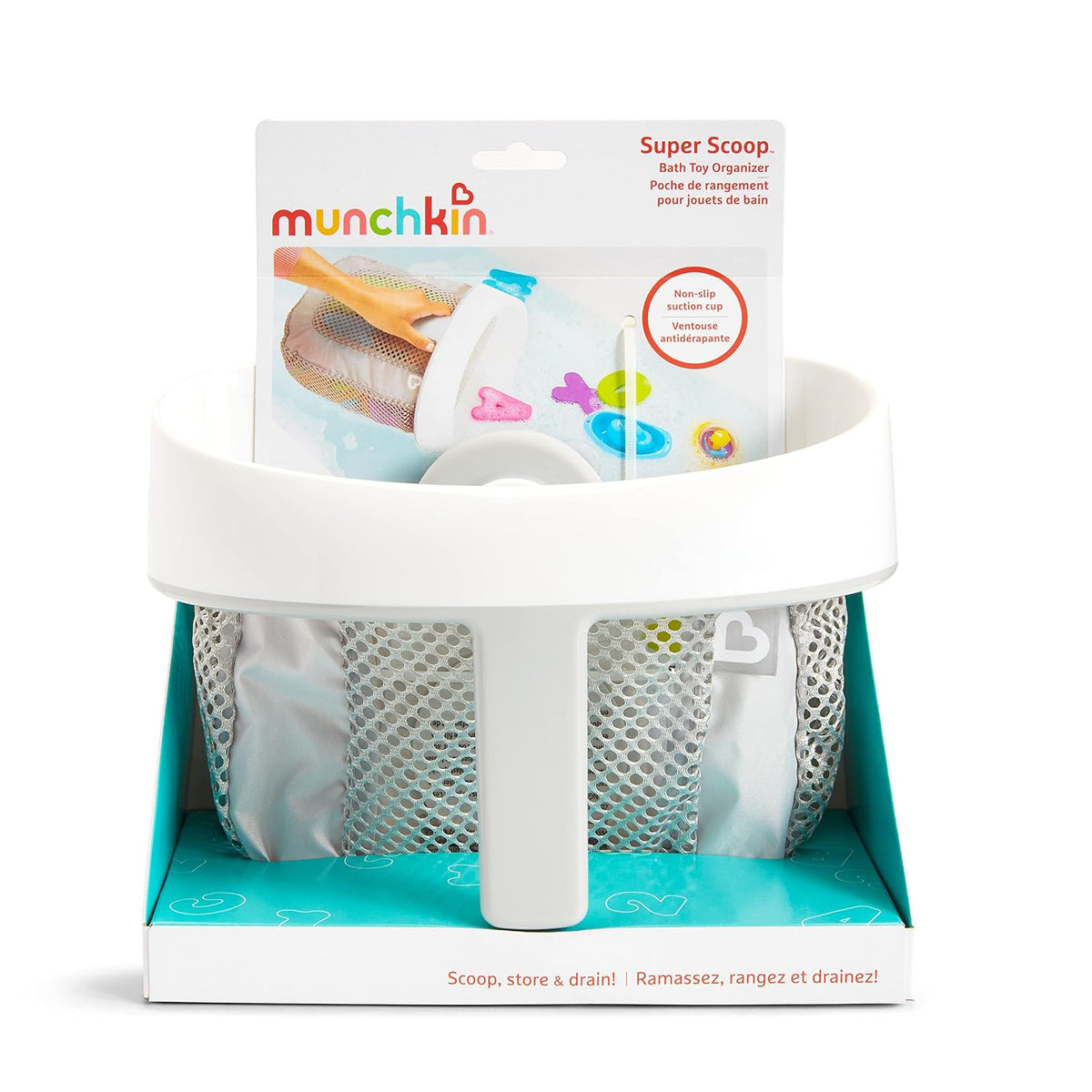 Munchkin Super Scoop Hanging Bath Toy Organizer, Baby Shower Gift for New Parents, Grey
