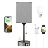 Dicoool Children's Bedroom Table Lamp with USB Charging – Fade-Resistant Finish and Pull-Chain Switch, 14.6-Inch