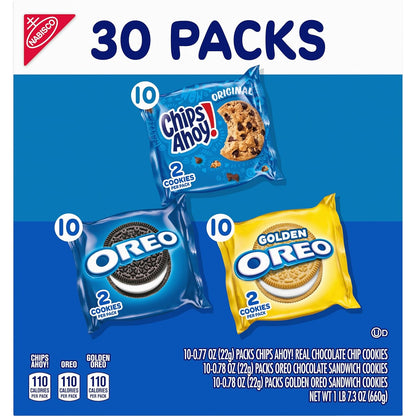 Nabisco Sweet Treats Cookie Variety Pack – Pre-Portioned After-Dinner Dessert Pouches, 30 Two-Cookie Snack Packs