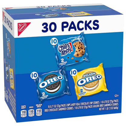 Nabisco Sweet Treats Cookie Variety Pack – Pre-Portioned After-Dinner Dessert Pouches, 30 Two-Cookie Snack Packs