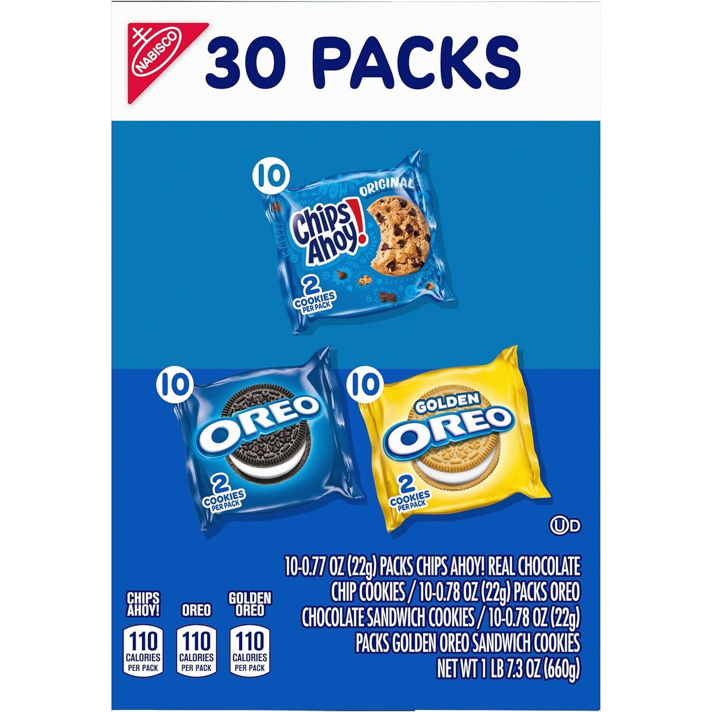 Nabisco Sweet Treats Cookie Variety Pack – Pre-Portioned After-Dinner Dessert Pouches, 30 Two-Cookie Snack Packs