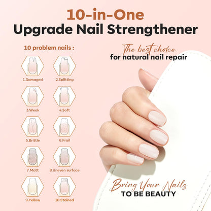 nail hardener and growth complex tested on 100,000+ samples for repairing cracks, discoloration, and rough texture