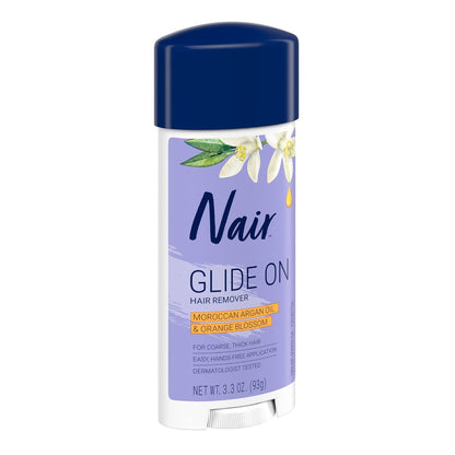 Nair Glide On Depilatory Stick – Mindful Bath Time Ritual for Sensitive Skin, Argan Oil and Orange Blossom Hair Removal