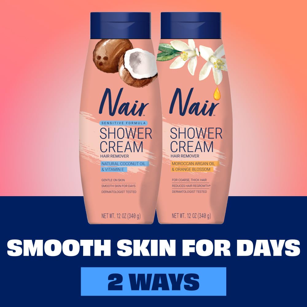 Nair Sensitive Shower Cream – Gentle In-Shower Hair Removal for Mindful Bath Time, 12 oz