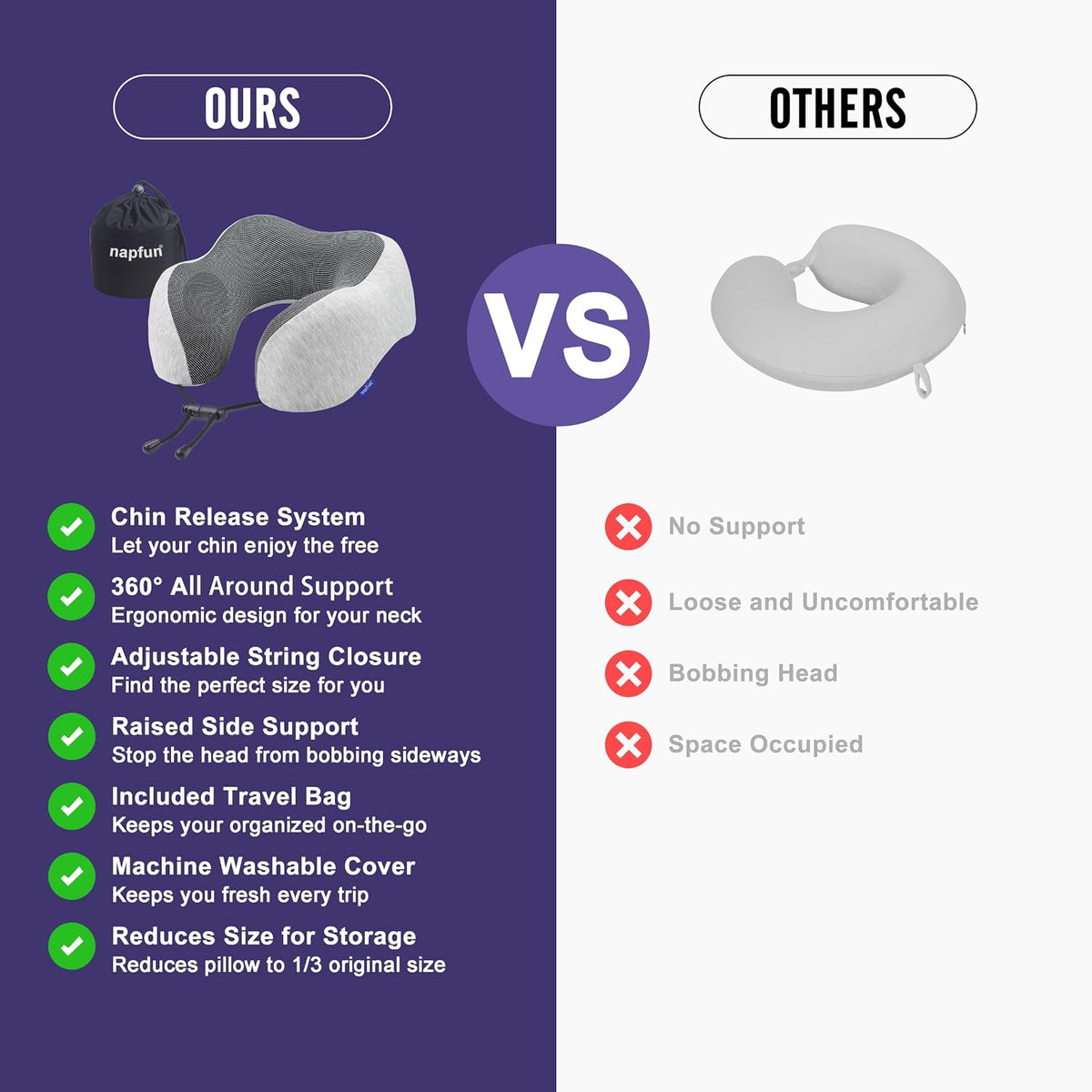 napfun Lightweight Neck Pillow – RV Camping Companion for Rest Stops and Scenic Pull-Offs