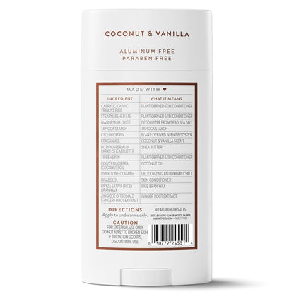 Native Aluminum Free Deodorant, Coconut & Vanilla, Travel-Ready Stick for Camping and Outdoor Adventures, 72-Hour Aluminum-Free 3.1 oz
